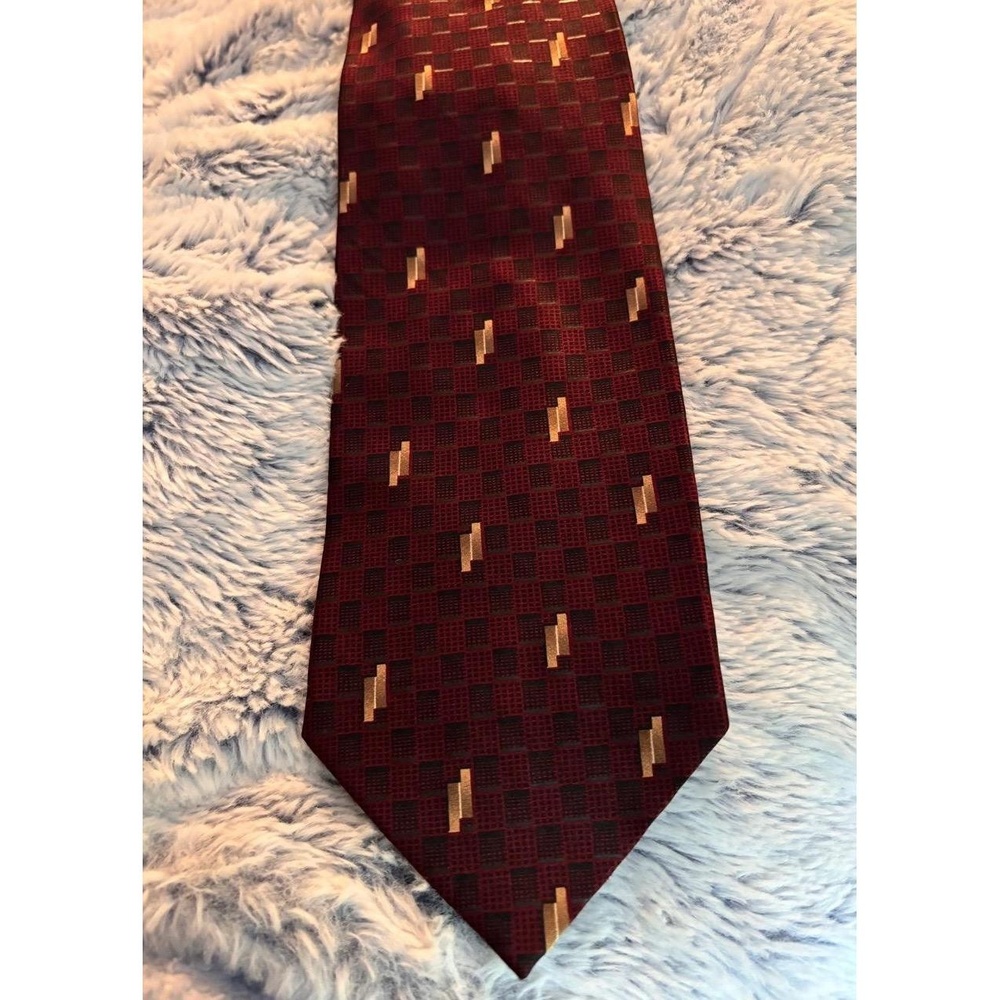 ITAL DESIGNS Men’s Tie Burgundy/Black Stripes Made in Italy 100% Silk 58” x 4”